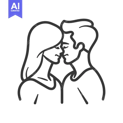 Aset premium populer: Two people are shown in an illustration of a loving embrace
