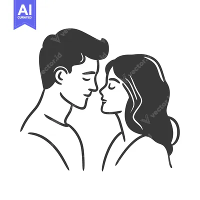 Aset premium populer: An intimate illustration depicts a couple facing each other closely