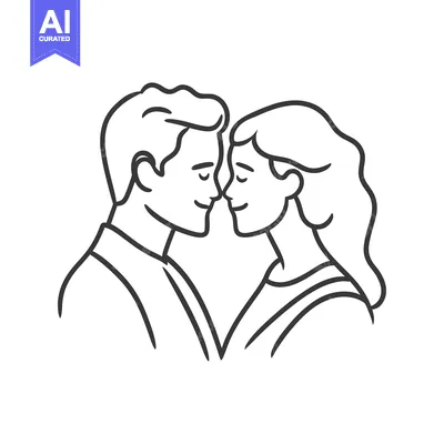 Aset desain premium: A loving couple is close with eyes gently closed touching noses