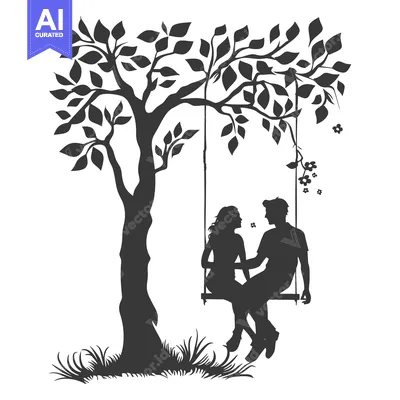 Popular premium asset: Couple Silhouetted on a Swing Hanging from a Tree