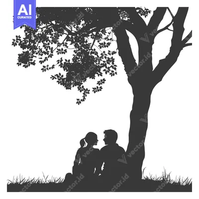 Aset premium populer: Couple Silhouetted Underneath a Tree