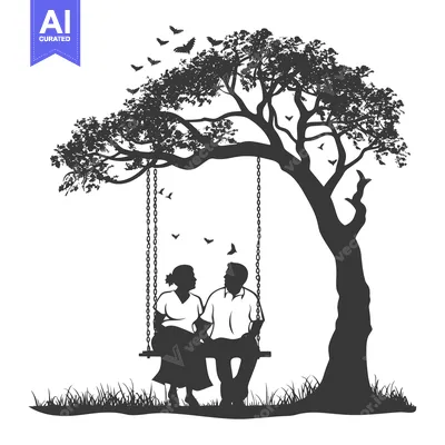 Aset premium populer: Couple Sitting on a Swing Under a Tree