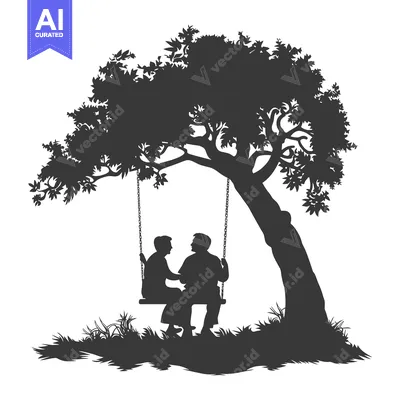 Popular premium asset: Couple Sitting on a Swing Underneath a Tree Silhouette