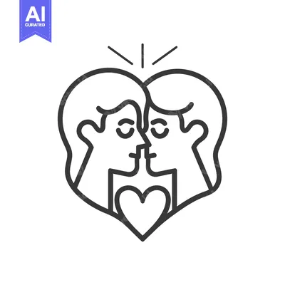 Aset desain premium: Couple's Silhouettes Forming a Heart with a Heart Inside