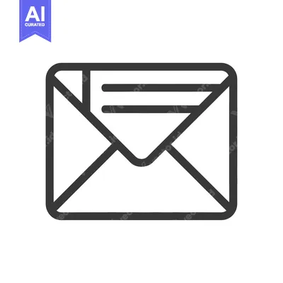 Aset desain premium: An outlined image of a mail envelope with visible letter