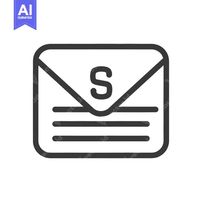 Premium design asset: An outlined envelope illustration featuring a simple letter S inside i