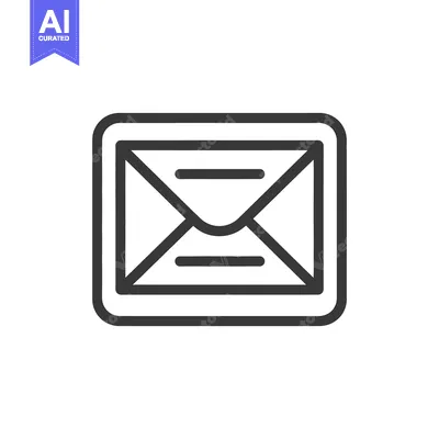 Aset desain premium: A simple outlined square showing a closed envelope icon