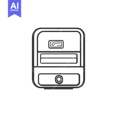 Aset premium populer: A black and white simple line drawing of a device