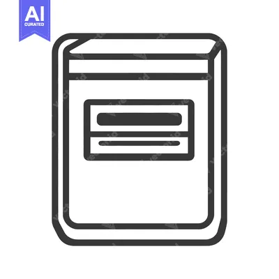Aset desain premium: Simple line drawing shows a rectangular book with label