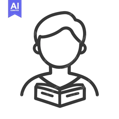 Premium design asset: A person is reading a book while looking forward quietly