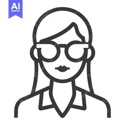 Aset desain premium: A simplified line drawing portrait of a young woman