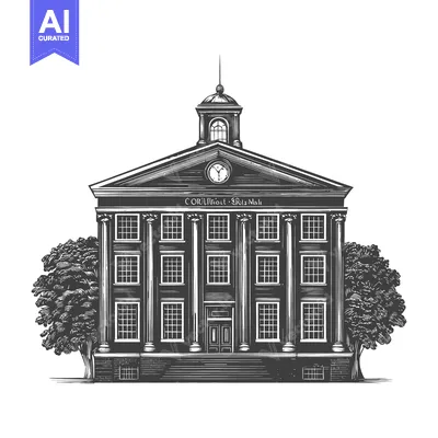 Premium design asset: Classic Collegiate Building Architectural Design Illustration