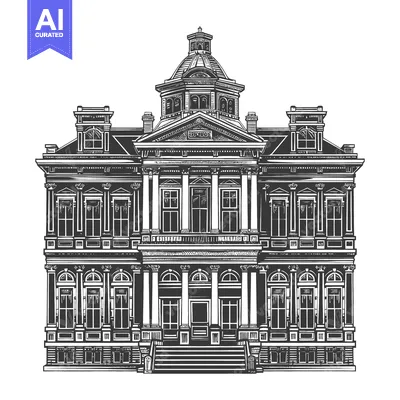 Aset desain premium: Grand Mansion Architectural Design Illustration