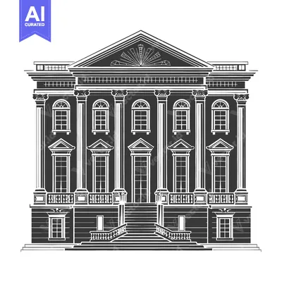 Aset premium populer: Grand Classical Building Facade Architectural Design