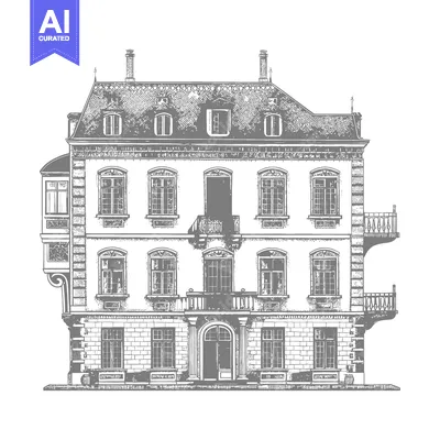 Premium design asset: Elegant Three Story Mansion Architectural Drawing