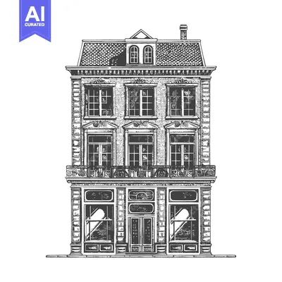 Popular premium asset: Elegant Three Story Brick Building Architectural Drawing