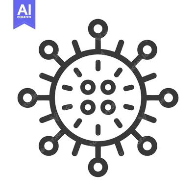 Detailed illustration of a viral particle in a minimalist linear style