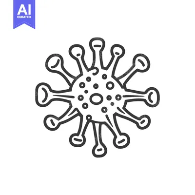 Premium design asset: A black and white illustration of a virus particle