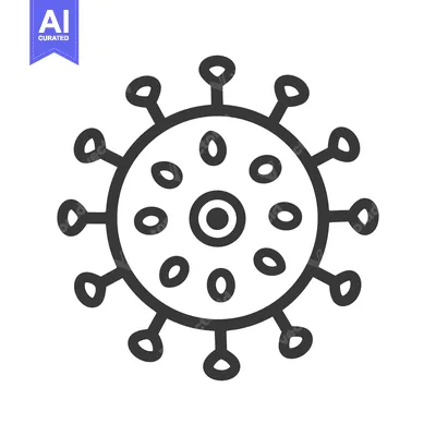 Aset desain premium: Detailed graphic illustration of a stylized round virus particle