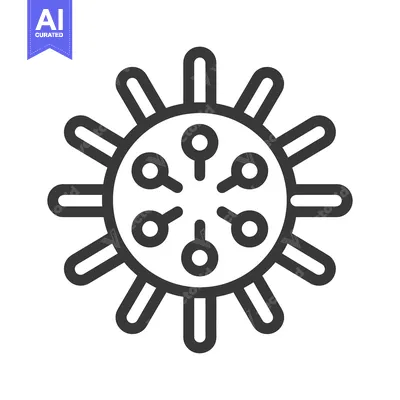 A simplified illustration of a microbe with radiating extensions
