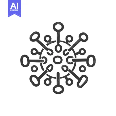 Aset desain premium: A simplified monochrome illustration of a virus structure with protrus