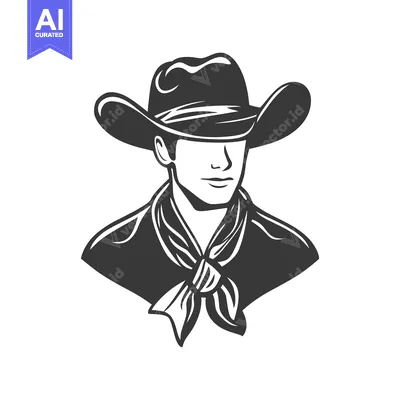 Illustration of a man wearing a cowboy hat and neckerchief