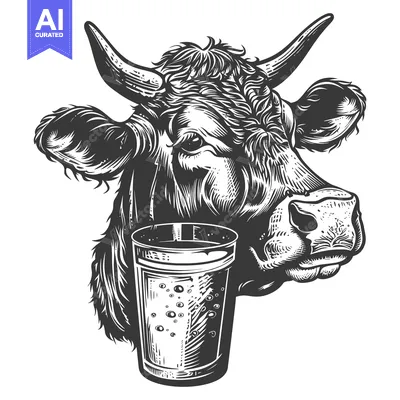 Popular premium asset: Cow Head with a Glass of Bubbly Drink