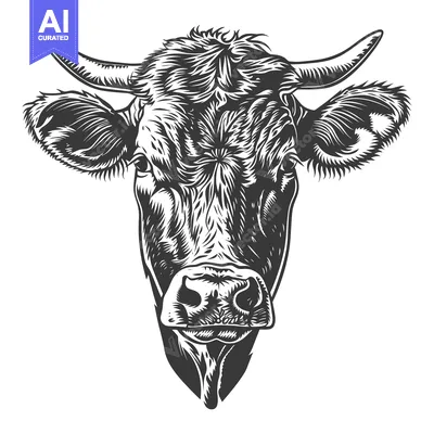 Popular premium asset: Detailed illustration of a cows head with horns