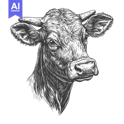 Popular premium asset: Detailed Engraving of a Cows Head and Horns