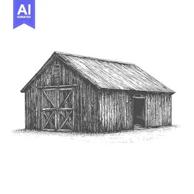 Aset premium populer: Rustic Wooden Barn Building Farm Structure Illustration