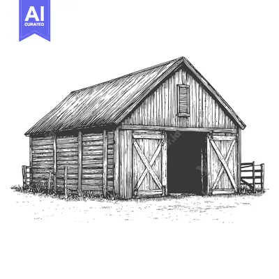 Popular premium asset: A Rustic Wooden Barn Stands in a Rural Setting