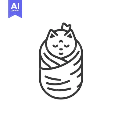 Aset premium populer: A Sweet Kitten Swaddled Comfortably in a Cozy Blanket