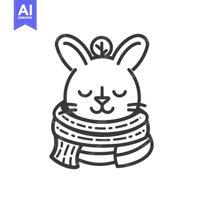 Aset desain premium: A Friendly Rabbit Wearing a Scarf and Adorned with a Small Top