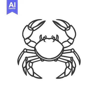 Popular premium asset: Simple black and white line drawing of a crab animal