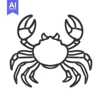 Aset premium populer: A simple black and white illustration depicting a crab creature