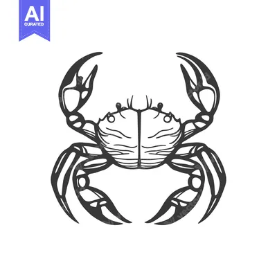 Aset premium populer: A stylized black and white illustration of a crab creature