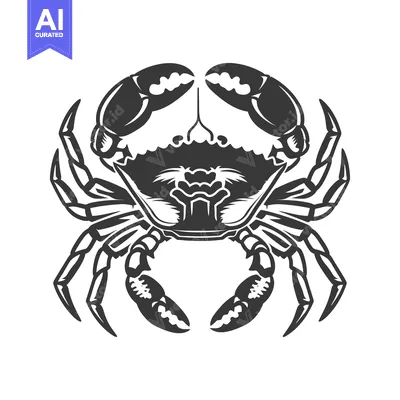 Popular premium asset: Detailed black and white illustration depicts a symmetrical crab creat