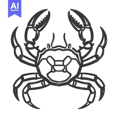 Aset premium populer: A simple black and white illustration of a crab animal