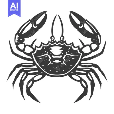 Aset premium populer: A stylized illustration presents a single crab in black and white