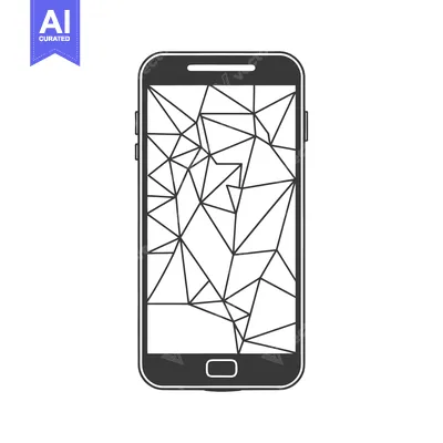 Cracked Smartphone Screen with Geometric Pattern
