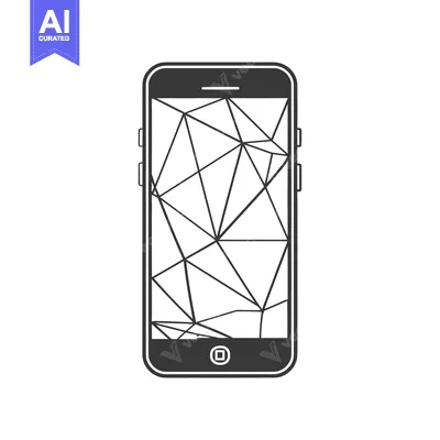 Aset desain premium: Cracked Smartphone Screen with Geometric Pattern