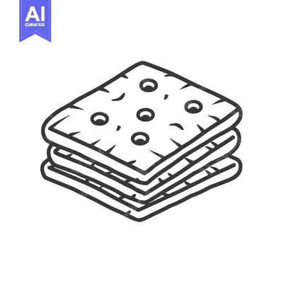 Aset desain premium: A Stack Of Square Crackers Outlined In Black And White