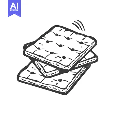 Premium design asset: A simple black and white drawing of a cracker stack