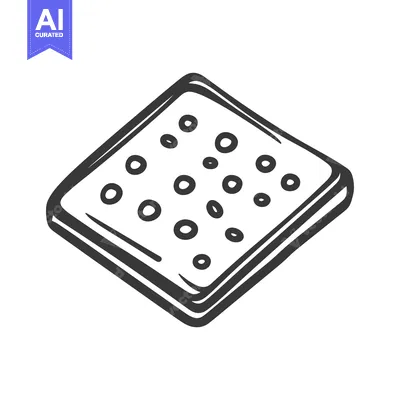 Premium design asset: A square cracker illustration containing multiple small circular perfo
