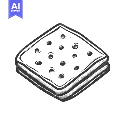 Premium design asset: A stacked square cracker with dark dots is depicted above