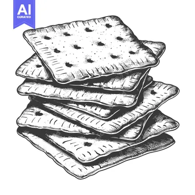 Aset desain premium: A Stack of Square Crackers Ready To Eat