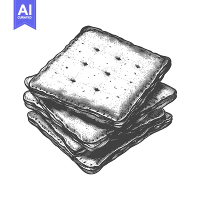 Aset premium populer: A Stack of Square Crackers Drawn in Ink