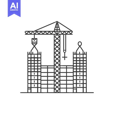Aset premium populer: Crane Construction of a Modern Skyscraper Building