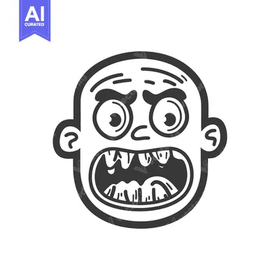 Aset premium populer: An angry cartoon face with open mouth and surprised eyes