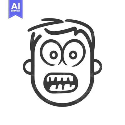 Aset desain premium: A simple illustration of a cartoon character with frightened expressio